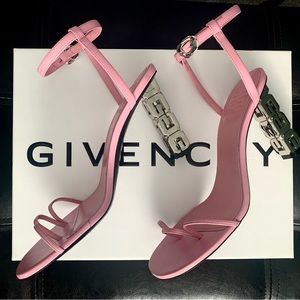 NEW GIVENCHY G Cube Lambskin Ankle-Strap Heels - Baby Pink SZ 8.5